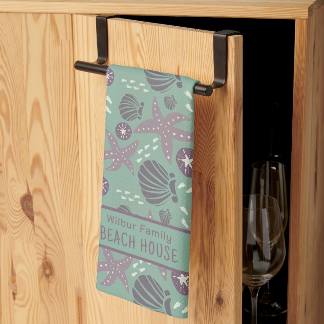 Linge De Cuisine Maison de plage personnalisée (Pliage en tiers)