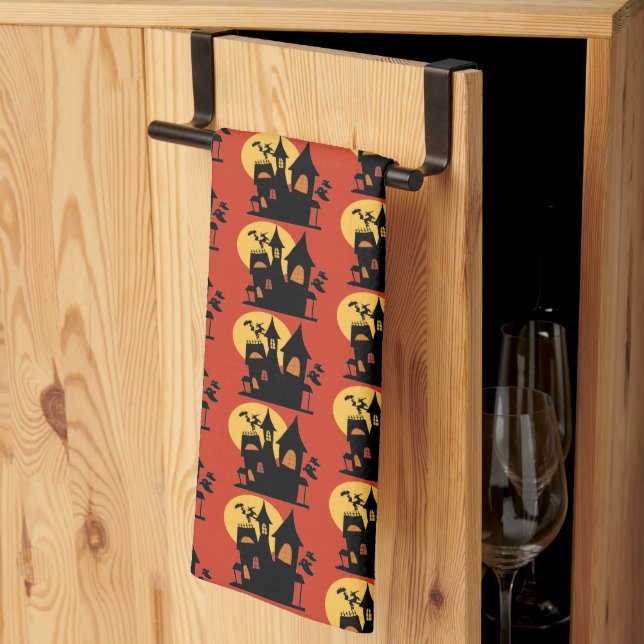 Linge De Cuisine Maison hantée Halloween  (Pliage en tiers)