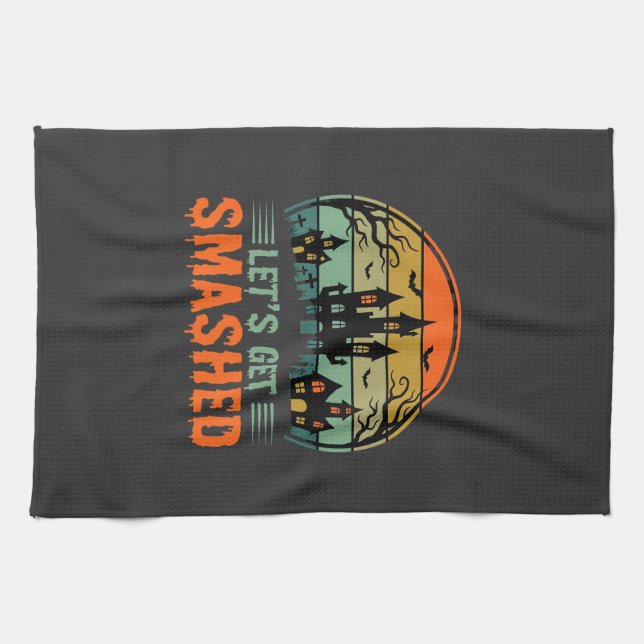 Linge De Cuisine Maison Hantée Halloween Cassons Tout Rétro (Horizontal)