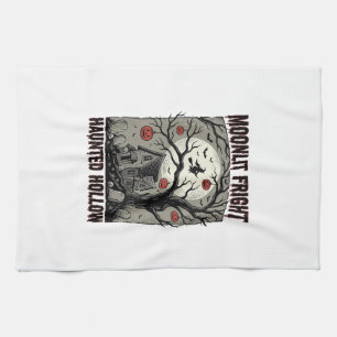Linge De Cuisine Maison Hantée Halloween Gravure Vintage Lune Shi