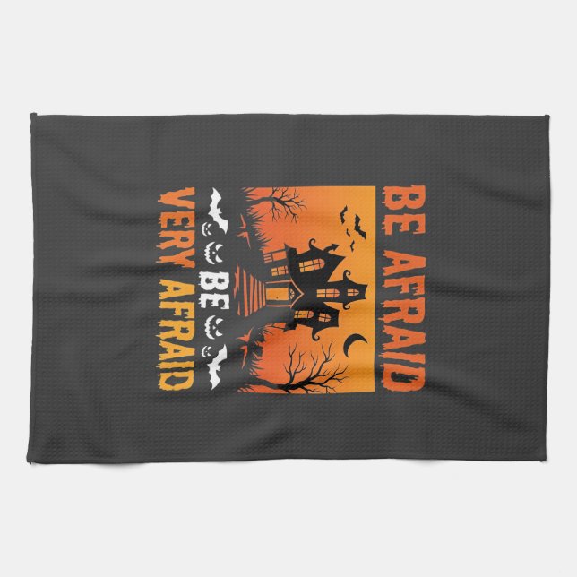 Linge De Cuisine Maison Hantée Halloween Soyez Craintifs Création (Horizontal)