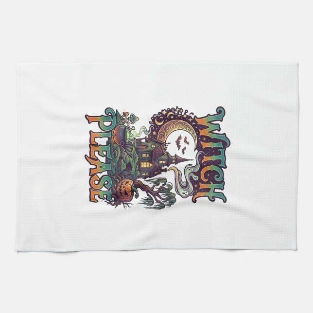 Linge De Cuisine Maison Hantée Sorcière S'il Vous Plaît Chaudron Cr (Horizontal)
