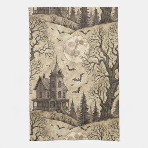 Linge De Cuisine Maison hantée vintage & pleine lune