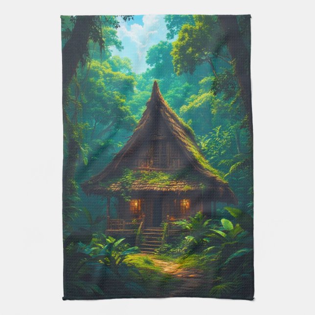 Linge De Cuisine Maison Silencieuse dans la Forêt Tropicale (Vertical)