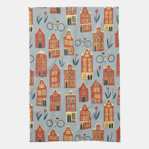 Linge De Cuisine Maisons néerlandaises mignonnes Amsterdam City Mot