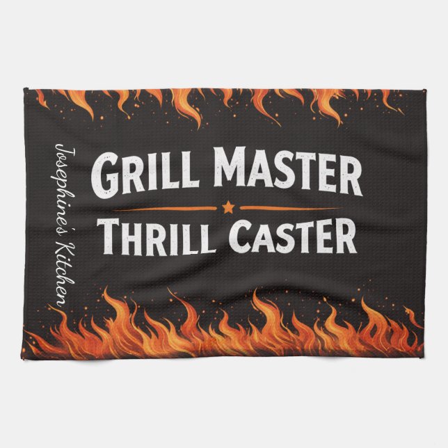 Linge De Cuisine Maître Grill Personnalisé Lanceur de Frisson BBQ F (Horizontal)