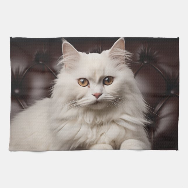 Linge De Cuisine Majestic white cat (Horizontal)