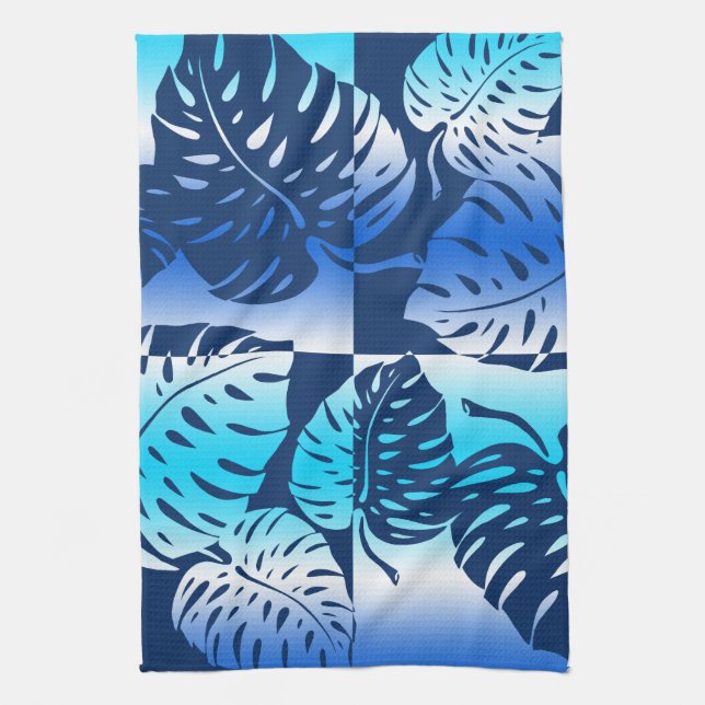 Linge De Cuisine Makua Monstera Hawaiian Stripe Blend Kitchen Towen (Vertical)