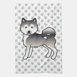 Linge De Cuisine Malamute d'Alaska gris Chien de dessin animé migno