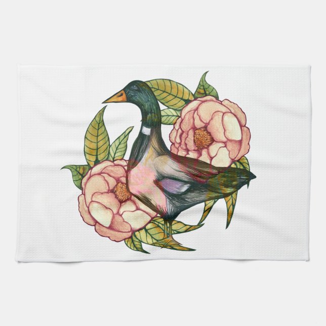 Linge De Cuisine Mallard Duck Peony Amateurs de nature (Horizontal)