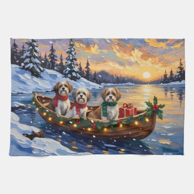Linge De Cuisine Malti Tzu Christmas Boat Holiday (Horizontal)