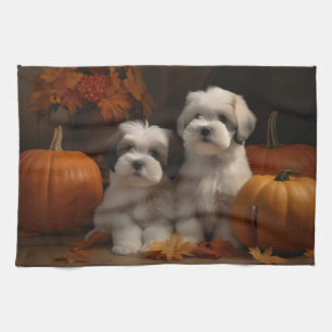 Linge De Cuisine Malti tzu Puppy Citrouille d'automne