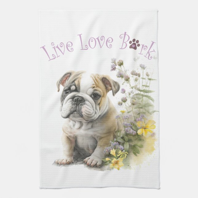 Linge De Cuisine Maman Bulldog Fleurie (Vertical)