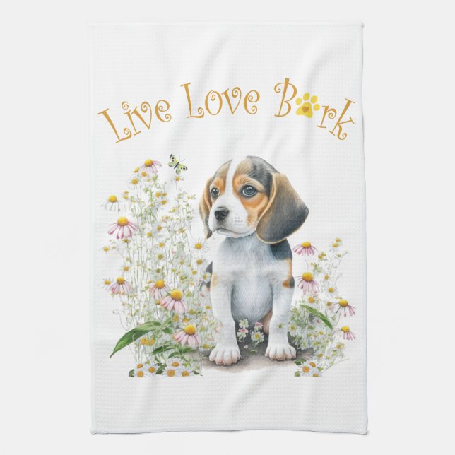 Linge De Cuisine Maman Chien Beagle Floral (Vertical)