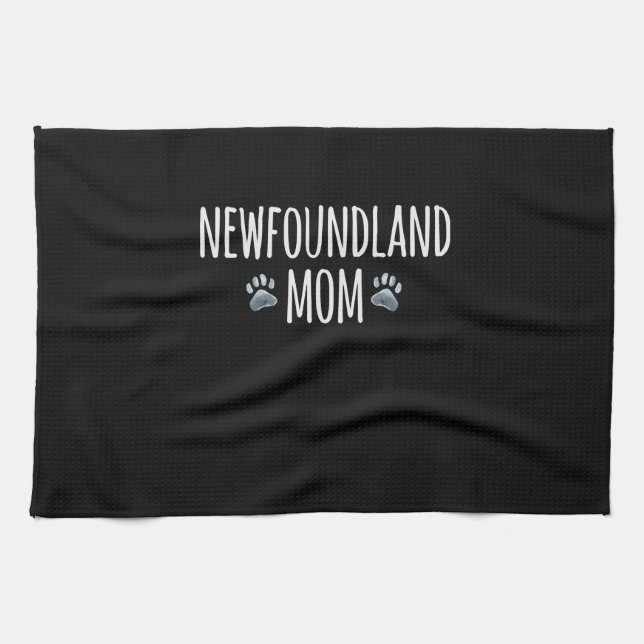 Linge De Cuisine maman chien de Terre-Neuve | Conception de pattes  (Horizontal)
