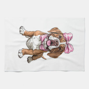 Linge De Cuisine Maman Chien Mastiff Fille Rose Arc Coquette