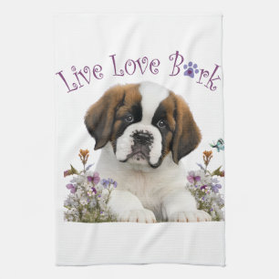 Linge De Cuisine Maman Chien St-Bernard Floral