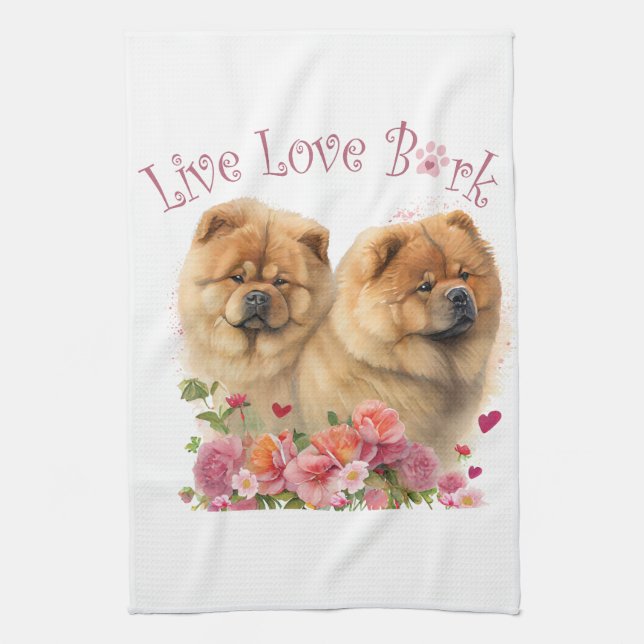 Linge De Cuisine Maman Chow Chow Chien Floral (Vertical)