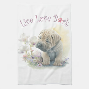 Linge De Cuisine Maman Shar-pei Fleurie