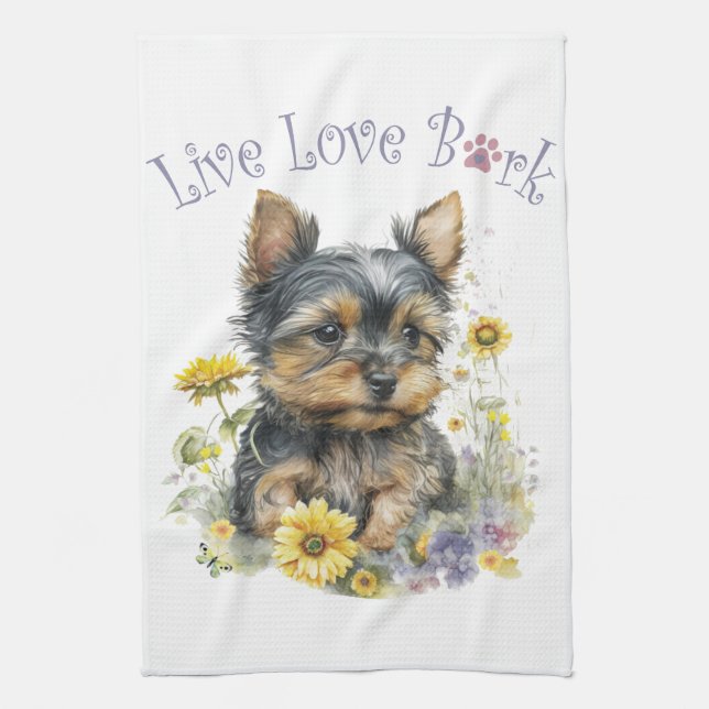 Linge De Cuisine Maman Yorkie Fleurie (Vertical)
