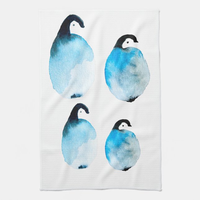 Linge De Cuisine Manchot aquarelle mignonne (Vertical)