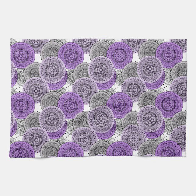 Linge De Cuisine mandala arabe motif rose violet à l'orientale (Horizontal)