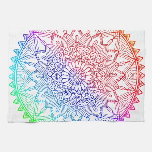Linge De Cuisine Mandala Arc-en-ciel (Horizontal)