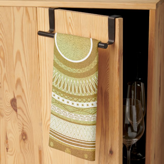 Linge De Cuisine Mandala d'or et de paillettes (Pliage en tiers)