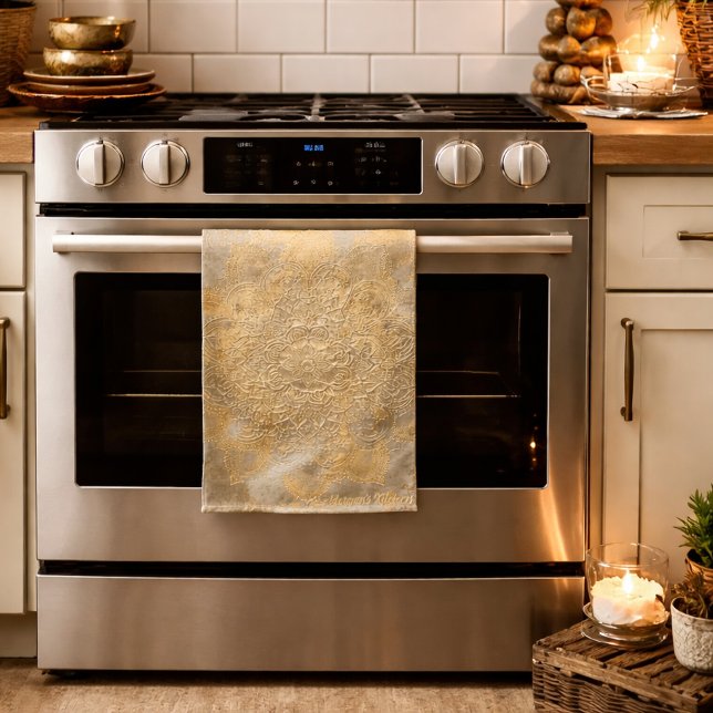 Linge De Cuisine Mandala personnalisées Embossées | Élégant cadeau  (Créateur téléchargé)