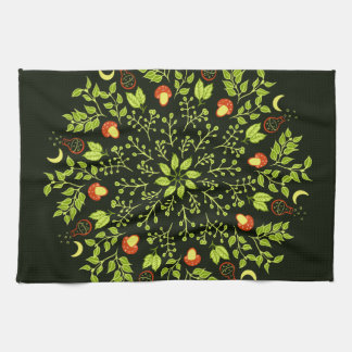 Linge De Cuisine Mandala sorcière verte - Potions et champignons