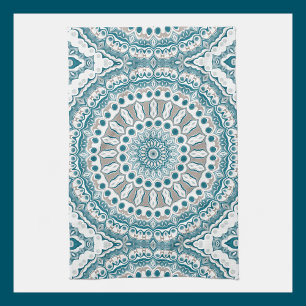 Linge De Cuisine Mandala Turquoise côtier et sable inspirée de l'oc