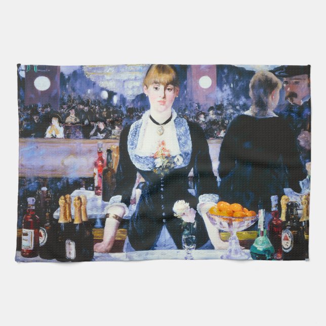 Linge De Cuisine Manet Bar au Folies Bergere Kitchen Towel (Horizontal)