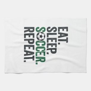 Linge De Cuisine Manger Dormir Football Répéter Design T-Shirt Vint