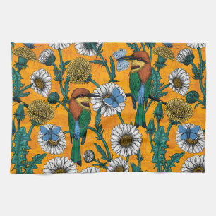 Linge De Cuisine Mangeurs d'abeilles, papillons bleus et marguerite