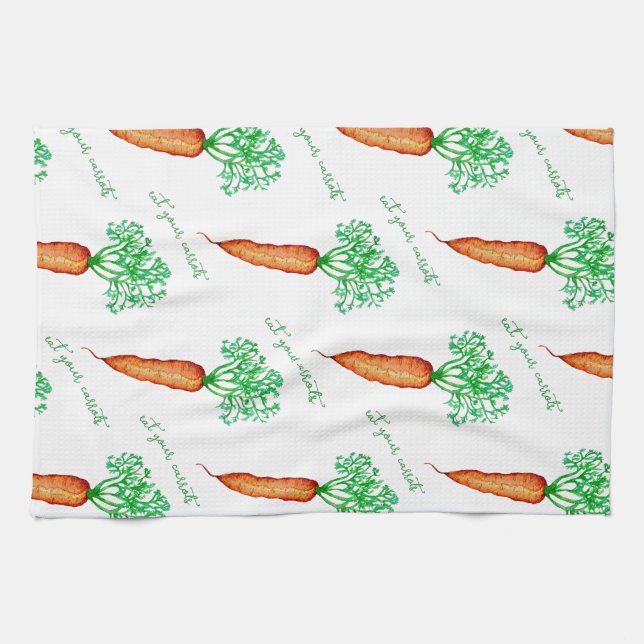 Linge De Cuisine Mangez vos carottes aquarelle  (Horizontal)