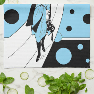 Linge De Cuisine Mannequin rétro sur cathedrale, mode Art déco vint