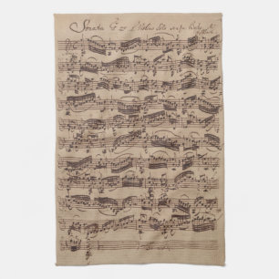 Linge De Cuisine Manuscrit Bach Musique Feuille Antique