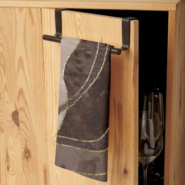 Linge De Cuisine Marbre Agate Or Glam 4 - paysage (Pliage en tiers)