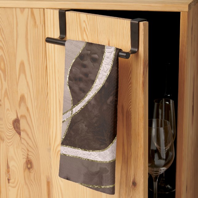 Linge De Cuisine Marbre Agate Or Glam 5 - paysage (Pliage en tiers)