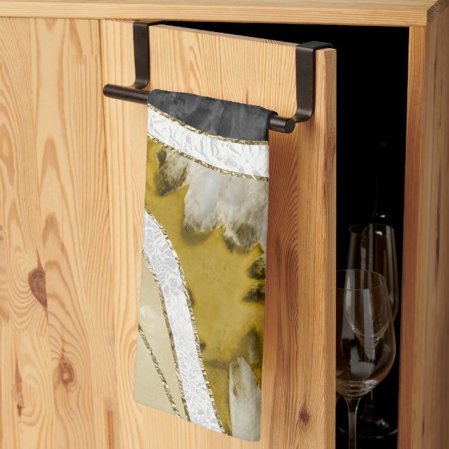 Linge De Cuisine Marbre Agate Or Glam 7 (Pliage en tiers)