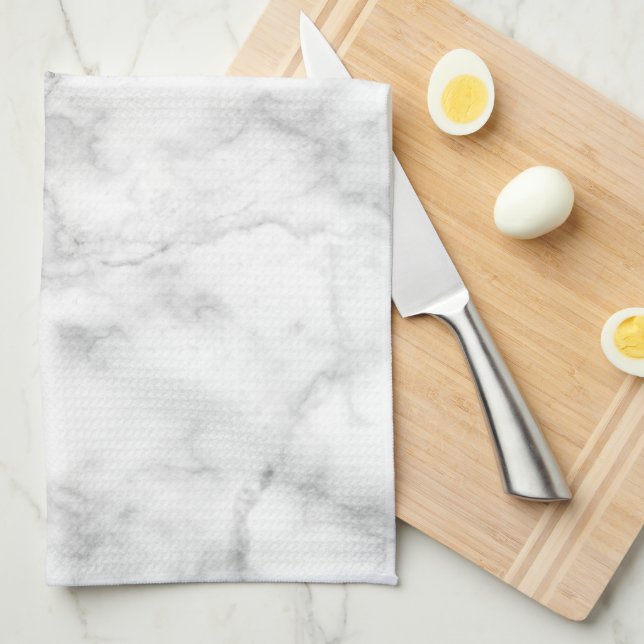 Linge De Cuisine Marbre blanc (Quart Plié)