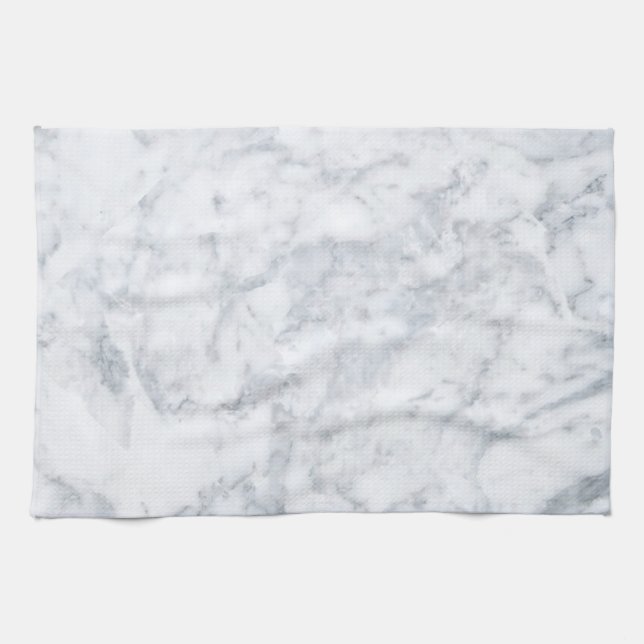 Linge De Cuisine Marbre blanc (Horizontal)
