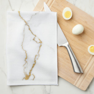 Linge De Cuisine Marbre Blanc