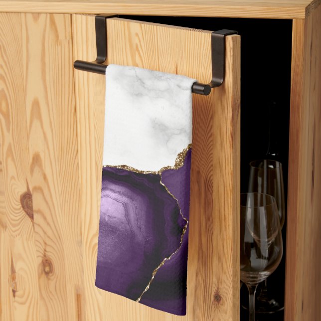 Linge De Cuisine Marbre Blanc Agrémenté de Pourpre Agate (Pliage en tiers)