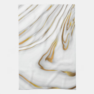 Linge De Cuisine Marbre blanc Gold Grain