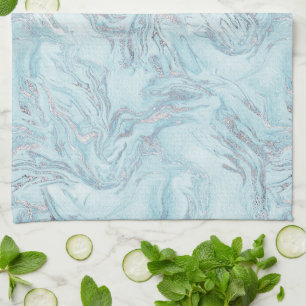 Linge De Cuisine Marbre bleu Aqua Silver