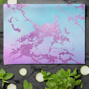 Linge De Cuisine Marbre chic Glam violet violet violet bleu Ombre