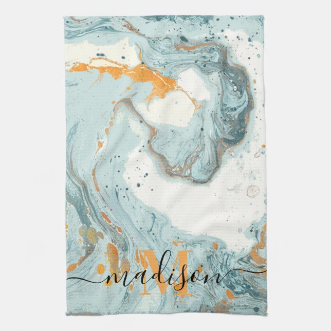 Linge De Cuisine Marbre et Parties scintillant Abstrait (Vertical)