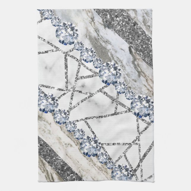 Linge De Cuisine Marbre gris or blanc (Vertical)