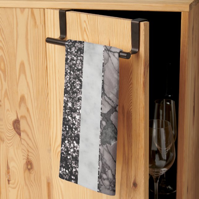 Linge De Cuisine Marbre léopard pailleté rayures glamour 1 (Pliage en tiers)
